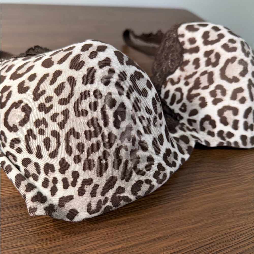 Le Mystere Brown Leopard Print Lace Tisha Bra Sz 40D - Picture 3 of 10